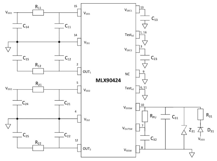 Recommended application diagram for the MLX904